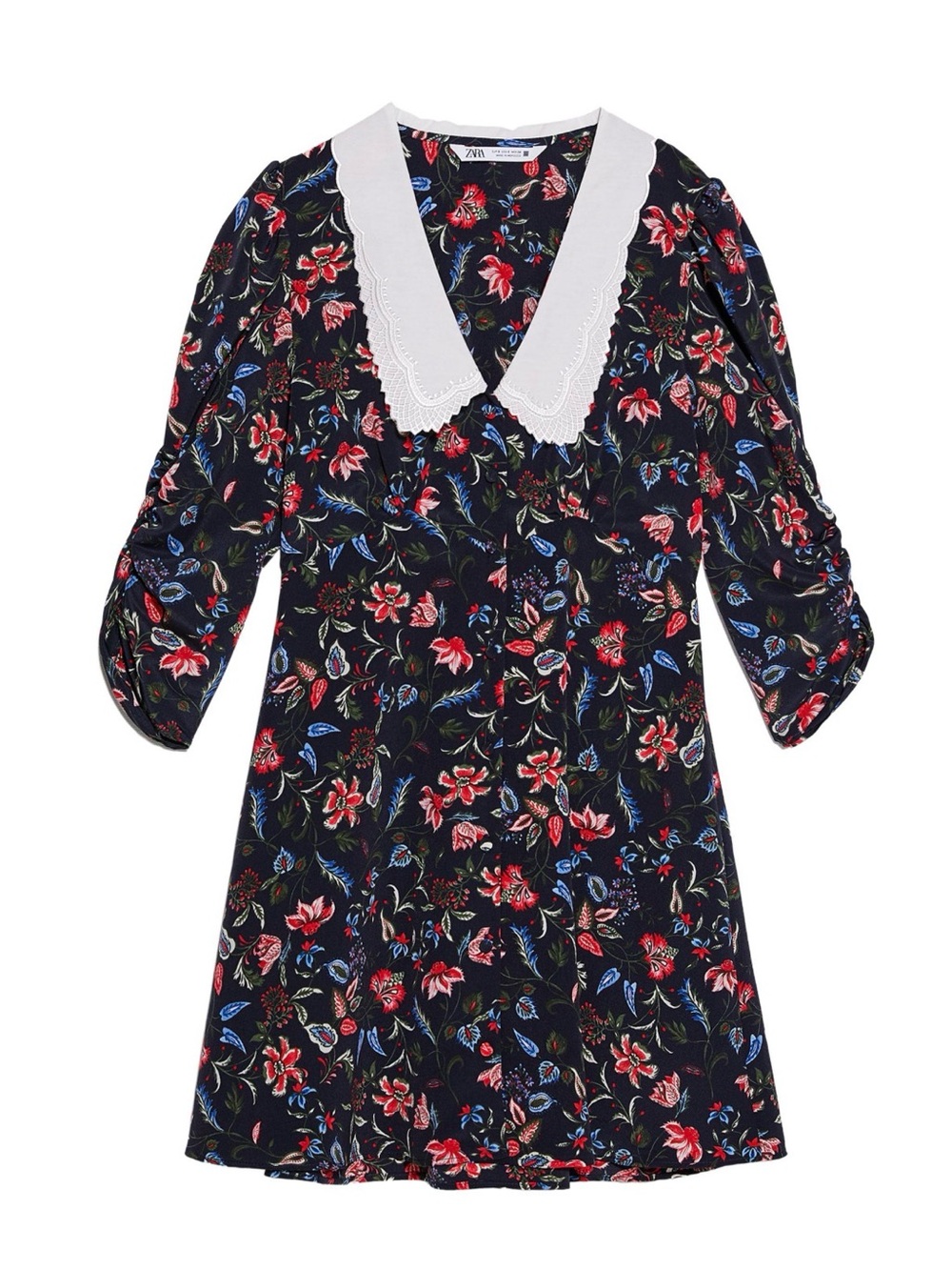 Embroidered Collar Print Dress
